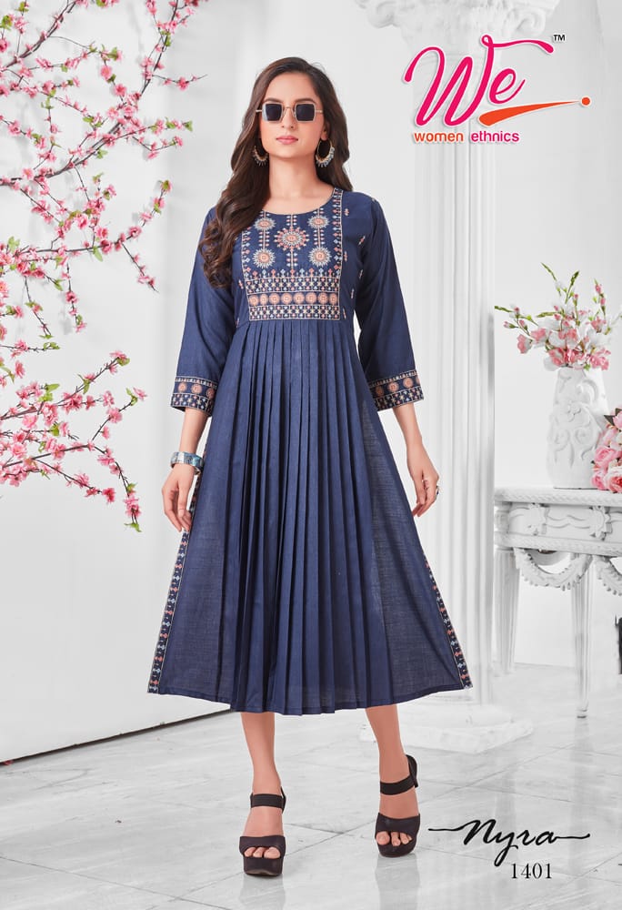 Nyra By We 1401 To 1408 Long Designer Kurtis Catalog
